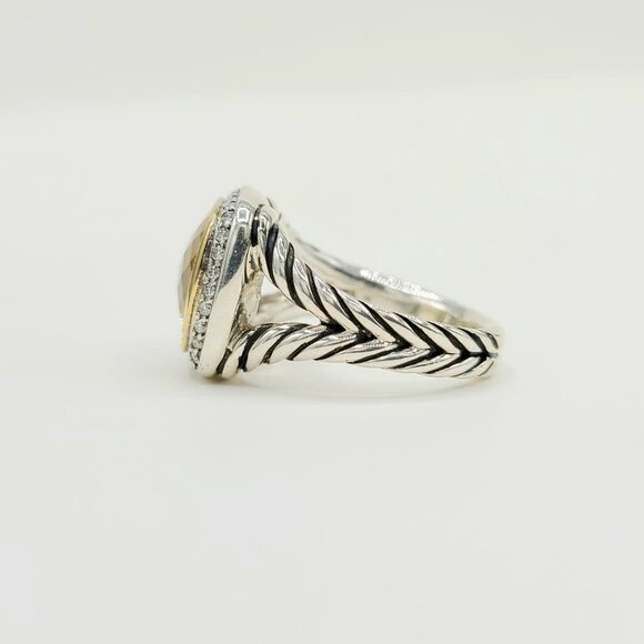 David Yurman Albion Champagne Citrine Diamond Ring w/ 18K Gold & Diamonds - Sz 7 - Picture 10 of 16